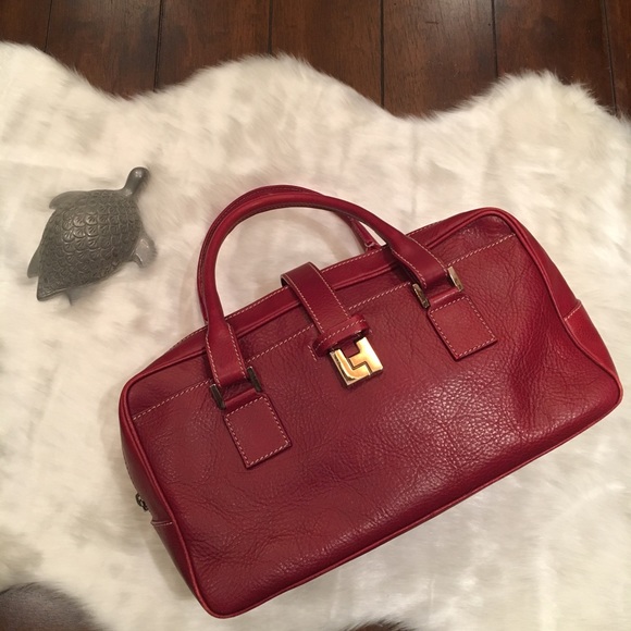 Lambertson Truex Red Leather Hand Bag - Picture 1 of 8
